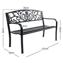 Costway Outdoor Vines Pattern Love Seat Garden Bench Patio Park Bench W/curved Seat - thumbnail 2