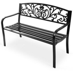 Costway Outdoor Vines Pattern Love Seat Garden Bench Patio Park Bench W/curved Seat - thumbnail 1