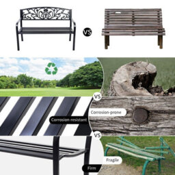Costway Outdoor Vines Pattern Love Seat Garden Bench Patio Park Bench W/curved Seat - thumbnail 6
