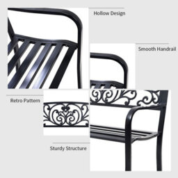 Costway Outdoor Vines Pattern Love Seat Garden Bench Patio Park Bench W/curved Seat - thumbnail 5