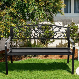 Costway Outdoor Vines Pattern Love Seat Garden Bench Patio Park Bench W/curved Seat - thumbnail 4
