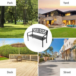 Costway Outdoor Vines Pattern Love Seat Garden Bench Patio Park Bench W/curved Seat - thumbnail 9