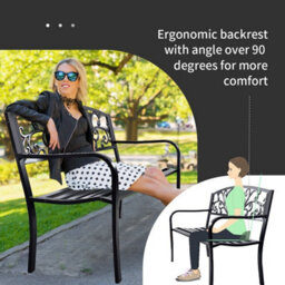 Costway Outdoor Vines Pattern Love Seat Garden Bench Patio Park Bench W/curved Seat - thumbnail 8