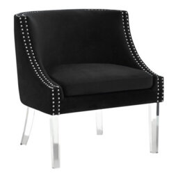 Orsina Modern Black Curved Chair, Mid Century Design Comfortable Armchair, Velvet Upholstered Modern Armchair - thumbnail 2