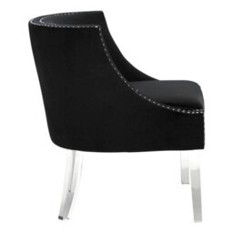 Orsina Modern Black Curved Chair, Mid Century Design Comfortable Armchair, Velvet Upholstered Modern Armchair - thumbnail 3