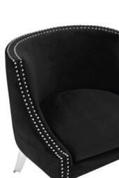 Orsina Modern Black Curved Chair, Mid Century Design Comfortable Armchair, Velvet Upholstered Modern Armchair - thumbnail 5