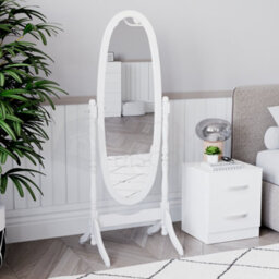 Lassic Vida Designs Nishano White Oval Cheval Full Length Freestanding Mirror
