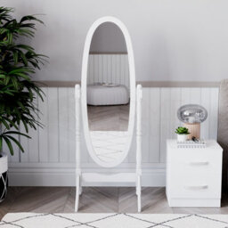 Lassic Vida Designs Nishano White Oval Cheval Full Length Freestanding Mirror - thumbnail 3