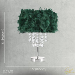Happy Homewares Chandelier Style Forest Green Feather Table Lamp With Waterfall Drops - thumbnail 5