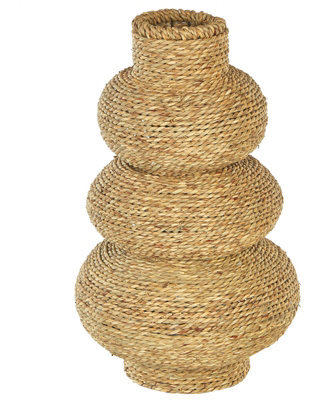 Wyld And Coco Handmade Seagrass Rope Vase Natural Finish For Dried Flowers And Faux Stems, W23 X D23 X H41Cm - image 1