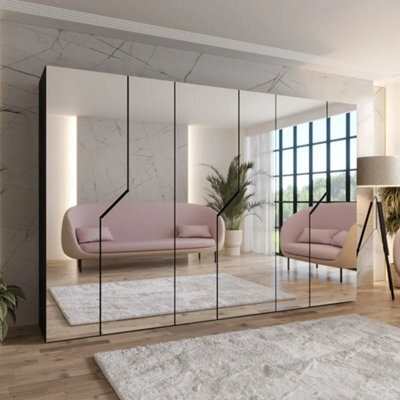 Arte Black Blomvik Iii Hinged Wardrobe 300 Cm - Strong Full-Mirror Storage For Busy Shared Bedrooms - image 1