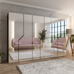 Arte Black Blomvik Iii Hinged Wardrobe 300 Cm - Strong Full-Mirror Storage For Busy Shared Bedrooms - thumbnail 1