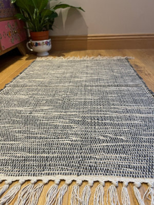Second Nature Online Hush Hand Loomed Soft Cotton Rug In Muted Colours / 75 X 120 Cm / Dark Grey - image 1
