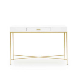 Wyld Haus Genoa White Gloss Console Table With Drawer And Brushed Gold Base - thumbnail 3