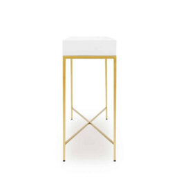 Wyld Haus Genoa White Gloss Console Table With Drawer And Brushed Gold Base - thumbnail 6