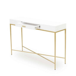Wyld Haus Genoa White Gloss Console Table With Drawer And Brushed Gold Base - thumbnail 5