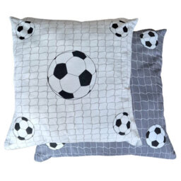 My Home Football Filled Cushion Grey White Sports Net Reversible