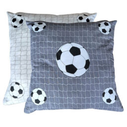 My Home Football Filled Cushion Grey White Sports Net Reversible - thumbnail 2