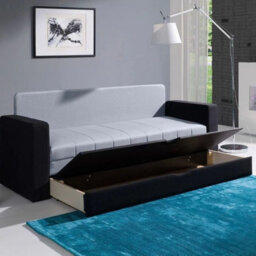 Calabrini Three Seater Sofa Bed With Storage Black With Grey - thumbnail 5