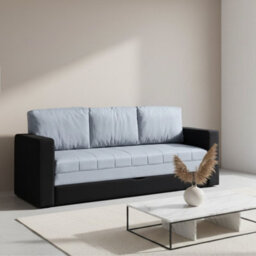Calabrini Three Seater Sofa Bed With Storage Black With Grey - thumbnail 1
