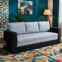Calabrini Three Seater Sofa Bed With Storage Black With Grey - thumbnail 2