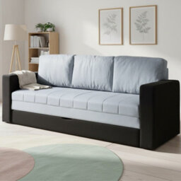 Calabrini Three Seater Sofa Bed With Storage Black With Grey - thumbnail 3