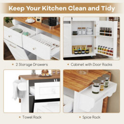Rolling Kitchen Island With Drop Leaf Tilt Out Trash Can - thumbnail 5