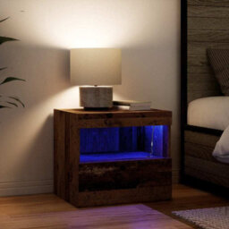 Berkfield Durable Bedside Cabinets With Led Lights 2 Pcs Old Wood 50X40X45 Cm - thumbnail 5