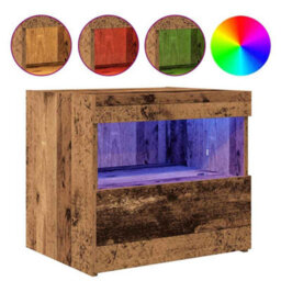 Berkfield Durable Bedside Cabinets With Led Lights 2 Pcs Old Wood 50X40X45 Cm - thumbnail 3