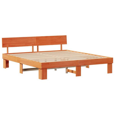 Berkfield Modern With Headboard Wax Brown 180 X 200 Cm Solid Pine Wood - image 1