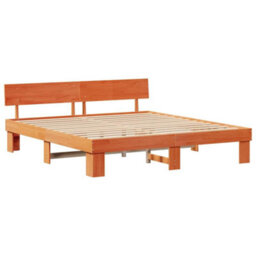 Berkfield Modern With Headboard Wax Brown 180 X 200 Cm Solid Pine Wood - thumbnail 1