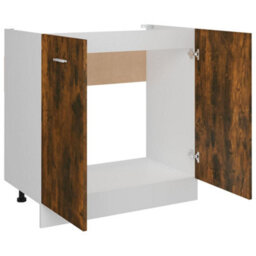 Vidaxl Sink Bottom Cabinet Smoked Oak 80X46X81.5 Cm Engineered Wood - thumbnail 7