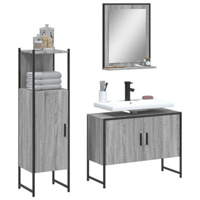 Berkfield 3 Piece Bathroom Cabinet Set Grey Sonoma Engineered Wood - image 1
