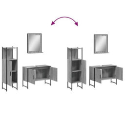 Berkfield 3 Piece Bathroom Cabinet Set Grey Sonoma Engineered Wood - thumbnail 9