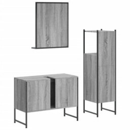 Berkfield 3 Piece Bathroom Cabinet Set Grey Sonoma Engineered Wood - thumbnail 8