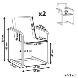 Beliani Set Of 2 Garden Chairs Cosoleto Stainless Steel Beige - thumbnail 3