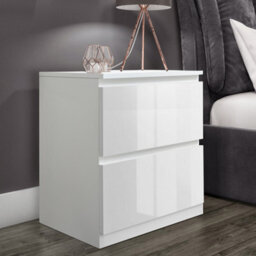 SquareBoxx Fairfield Minimalist Large Chest Of Drawers 2 Draw In Gloss White - thumbnail 2