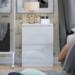 SquareBoxx Fairfield Minimalist Large Chest Of Drawers 2 Draw In Gloss White - thumbnail 1
