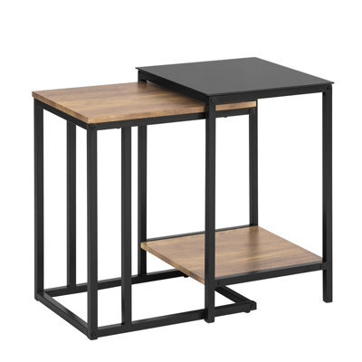 Sobuy Fbt99-F, Nesting Tables Coffee Tables Side Tables End Tables,black Powder Coated Steel Frame,wooden Effect,w40Xd40Xh60 - image 1