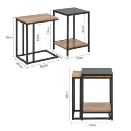 Sobuy Fbt99-F, Nesting Tables  Coffee Tables Side Tables End Tables,black Powder Coated Steel Frame,wooden Effect,w40Xd40Xh60 - thumbnail 3