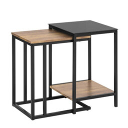 Sobuy Fbt99-F, Nesting Tables  Coffee Tables Side Tables End Tables,black Powder Coated Steel Frame,wooden Effect,w40Xd40Xh60 - thumbnail 1