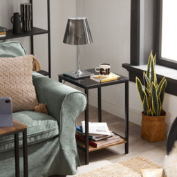 Sobuy Fbt99-F, Nesting Tables  Coffee Tables Side Tables End Tables,black Powder Coated Steel Frame,wooden Effect,w40Xd40Xh60 - thumbnail 2