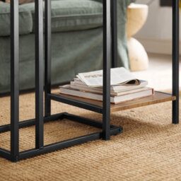 Sobuy Fbt99-F, Nesting Tables  Coffee Tables Side Tables End Tables,black Powder Coated Steel Frame,wooden Effect,w40Xd40Xh60 - thumbnail 9
