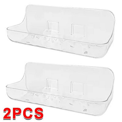 2X No Drill Shower Caddy Shelf Clear Adhesive - image 1