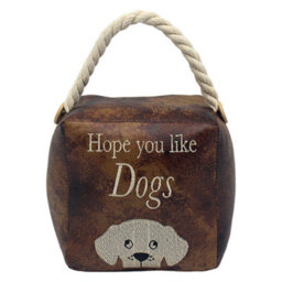 Brown Faux Leather Doorstop - Dogs - thumbnail 1