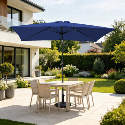 VRUC Outdoor Patio Garden Parasol Sun Shade Umbrella With Crank Handle & Tilt 2X3M Blue - image 1