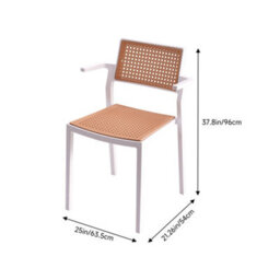 Thehotsale Set Of 4 Pseudo-Rattan Pp Stackable Dining Chair With Armrest In White - thumbnail 7