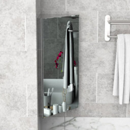 Homcom Bathroom Corner Wall Mirror Storage Cabinet Cupboard Stainless Steel - thumbnail 9