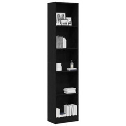 Berkfield Bookcase Black Oak 40X24X176 Cm Engineered Wood - thumbnail 4