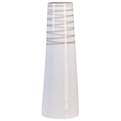 Beliani Decorative Vase Tarragona Ceramic 57 Cm White - image 1